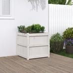 vidaXL Plantenbak 60x60x60 cm massief grenenhout wit, Verzenden, Nieuw, 60 tot 100 cm, 60 cm of meer