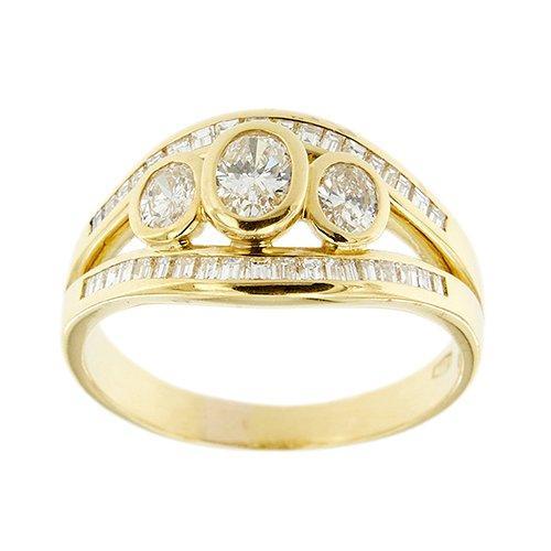 Statement ring - 18 karaat Geel goud Diamant (Natuurlijk), Sieraden, Tassen en Uiterlijk, Antieke sieraden