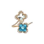 Gouden vintage entourage ring met topaas en prasioliet 14 kt, Ophalen of Verzenden, Nieuw