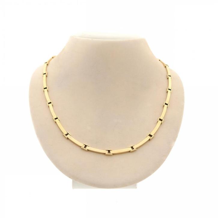 Gouden fantasieschakel ketting, Sieraden, Tassen en Uiterlijk, Kettingen, Overige kleuren, Gebruikt, Goud, Ophalen of Verzenden