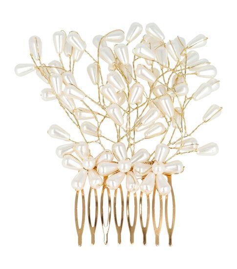 Haarspeld Sierkam Bloem Fantasie Parel Kralen Wit Goud, Sieraden, Tassen en Uiterlijk, Uiterlijk | Haarverzorging, Verzenden
