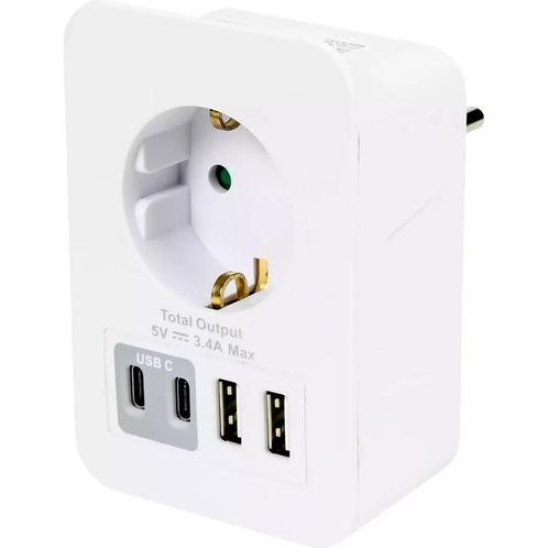 Benson Stopcontact met 2 USB-A en 2 USB-C poorten - Kinde..., Auto-onderdelen, Elektronica en Kabels, Nieuw, Ophalen of Verzenden