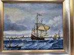 Truus Koning - Lijst- Schilderij - Hout, Linnen - Schepen