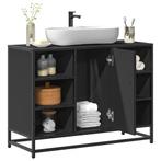 vidaXL Wastafelkast 80x33x60 cm bewerkt hout zwart, Huis en Inrichting, Badkamer | Badkamermeubels, Verzenden, Nieuw, Minder dan 100 cm