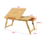 [en.casa] Bamboe laptoptafel bedtafel tot 55x35x20-28 cm, Computers en Software, Nieuw, Verzenden