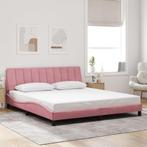 vidaXL Bedframe met hoofdeinde fluweel roze 180x200 cm, Eenpersoons, Verzenden, Nieuw, 80 cm