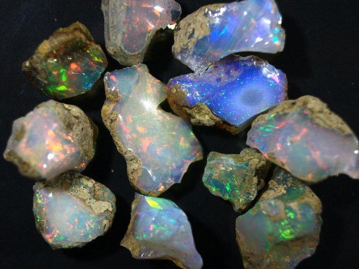 Cts. 64,50 Ethiopian Opals Ruw- 12.9 g, Verzamelen, Mineralen en Fossielen