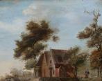 Hollandse School (XVIII) - Landschap met Huisjes en Figuren, Antiek en Kunst, Kunst | Schilderijen | Klassiek