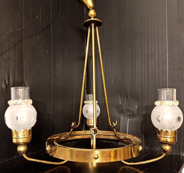 stile art déco, 100 cm - Plafondlamp - Messing, Antiek en Kunst, Curiosa en Brocante