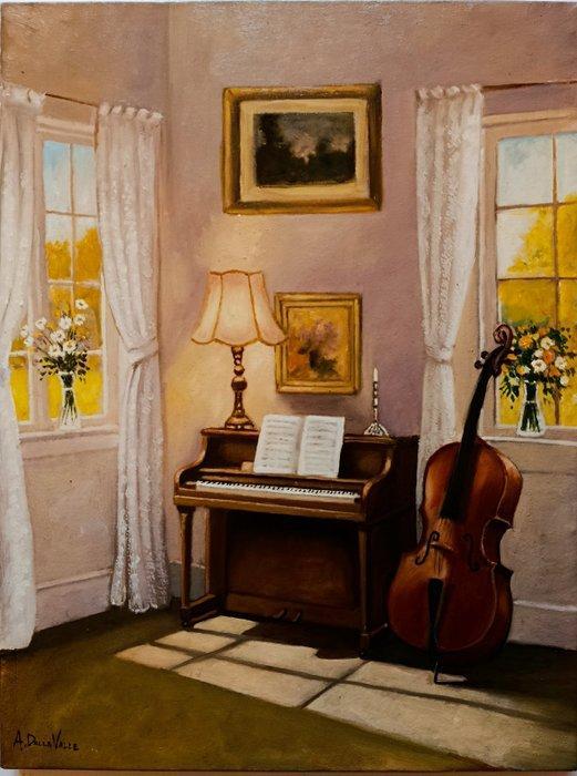 A. Della Valle (XX), da Carl Vilhelm - Interno elegante, Antiek en Kunst, Kunst | Schilderijen | Klassiek