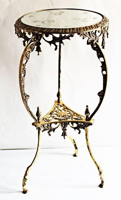 Bijzettafel - Messing, brons en gegraveerd kristal - Eerste, Antiek en Kunst, Curiosa en Brocante