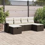 vidaXL 6-delige Loungeset met kussens poly rattan bruin, 6 zitplaatsen, Nieuw, Loungeset, Verzenden