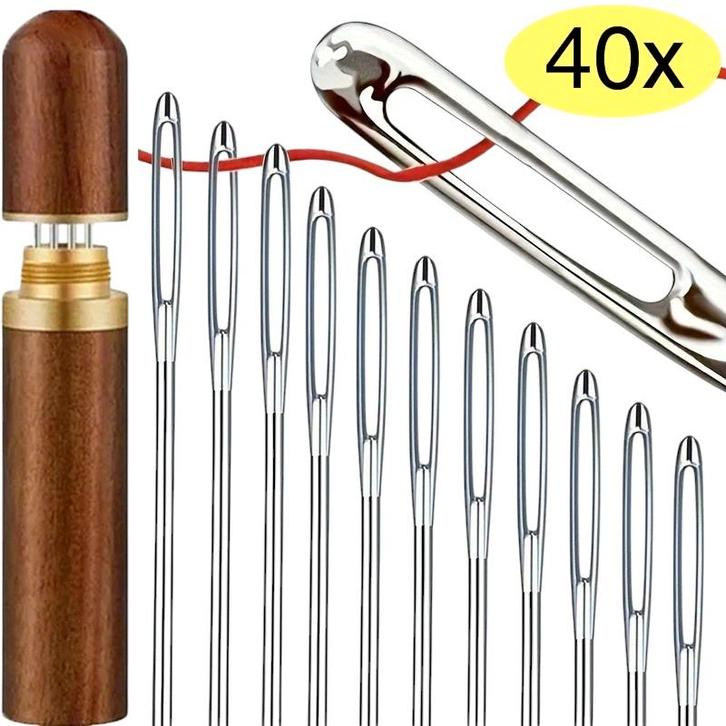 Fako Bijoux - 40 Naalden Met Oog In een Houten Kokertje -, Hobby en Vrije tijd, Kralen en Sieraden maken, Verzenden