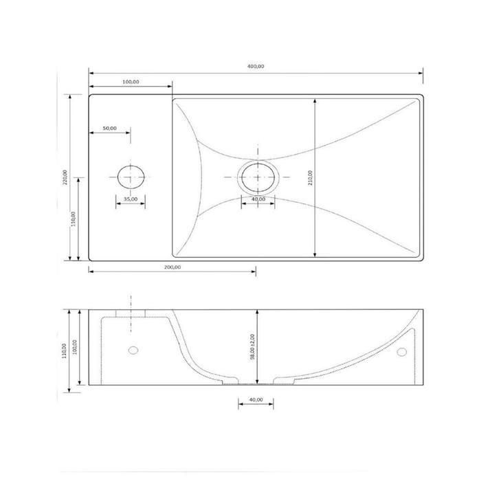 Fontein Gliss Design Freya Solid Marble 40x22x10 cm Zonder, Doe-het-zelf en Verbouw, Sanitair, Ophalen of Verzenden