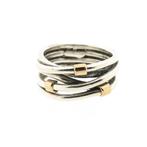 Pandora ring; Zilver met goud; Rope (zilveren Pandora ring), Overige merken, Goud, Gebruikt, Ophalen of Verzenden