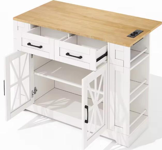 Keukeneiland 120 cm – Uitschuifbaar, Met Stroom & Glaspaneel, Huis en Inrichting, Keuken | Keukenelementen, Nieuw, Verzenden