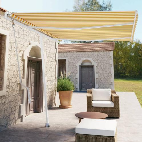vidaXL Luifel vrijstaand automatisch 350x250 cm geel en wit, Tuin en Terras, Zonneschermen, Nieuw, Verzenden