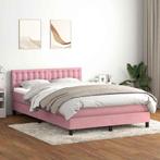 vidaXL Boxspring met matras fluweel roze 160x210 cm, Verzenden, Nieuw, Stof