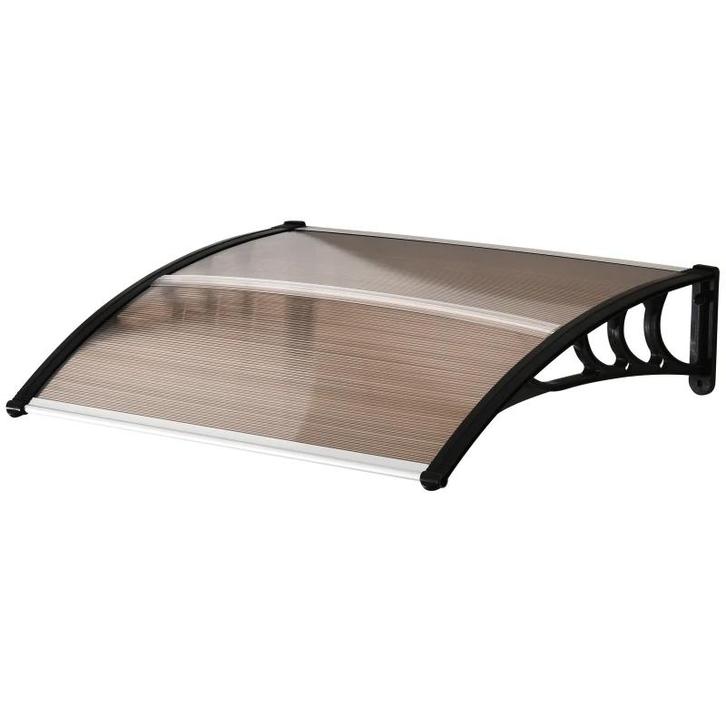 TRUUSK Luifel Voordeur 120 x 75 cm - Polycarbonaat - Bruin -, Tuin en Terras, Parasols, Nieuw, Verzenden
