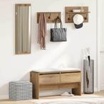 vidaXL Halmeubelset 4 pcs Zwart eiken 90 x 31 x 46.5 cm, Huis en Inrichting, Verzenden, Nieuw