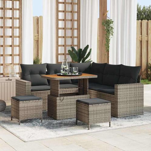 vidaXL Tuin Sofa Set 8 pcs Grijs poly rattan, Tuin en Terras, Tuinsets en Loungesets, Nieuw, Verzenden