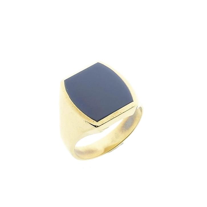 Gouden pinkring met blauwe lagensteen; Heren, Sieraden, Tassen en Uiterlijk, Ringen, Heer, Met edelsteen, Overige kleuren, 17 tot 18