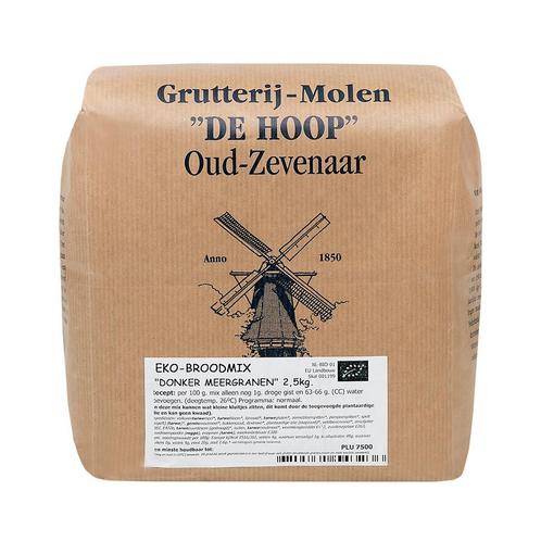 Molen de Hoop Broodmix EKO (Donker Meergranen) 2,5kg, Hobby en Vrije tijd, Taarten en Cupcakes maken, Nieuw, Verzenden