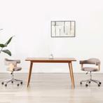 vidaXL Eetkamerstoel draaibaar gebogen hout en stof taupe, Huis en Inrichting, Stoelen, Verzenden, Nieuw
