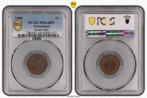 Koningin Wilhelmina 1 cent 1900 MS64 BN Ronde nullen PCGS, Postzegels en Munten, Munten | Nederland, Losse munt, 1 cent, Koningin Wilhelmina