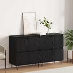 vidaXL Dressoirs 2 pcs Zwart eiken 120 x 35 x 70 cm Bewerkt, Huis en Inrichting, Kasten | Dressoirs, Verzenden, Nieuw, Overige houtsoorten
