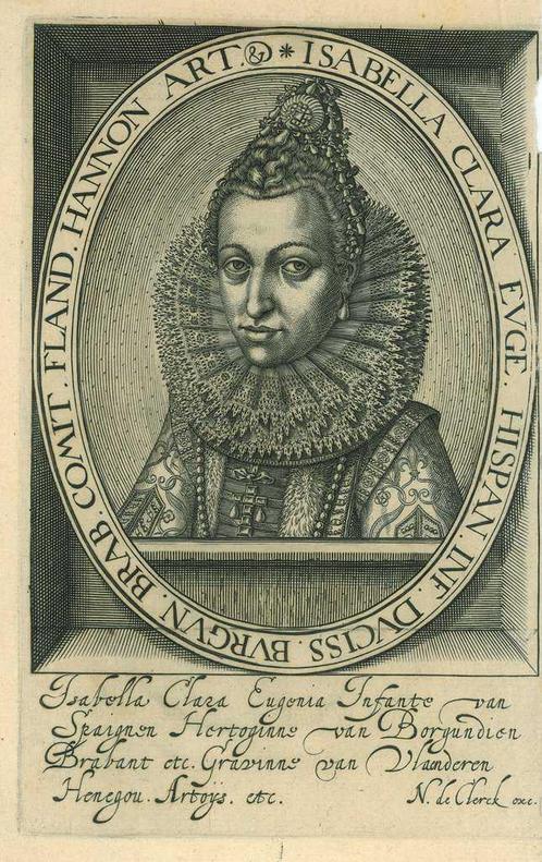 Portrait of Isabella Clara Eugenia of Spain, Antiek en Kunst, Kunst | Etsen en Gravures