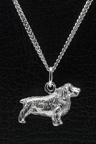 Zilveren Sussex spaniel ketting hanger - groot, Sieraden, Tassen en Uiterlijk, Kettinghangers, Verzenden