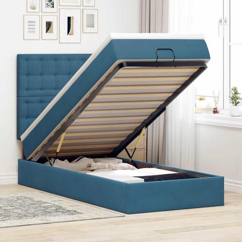 vidaXL Ottoman bed met matrassen 80x200cm fluweel, Huis en Inrichting, Slaapkamer | Bedden, 80 cm, 200 cm, Blauw, Eenpersoons
