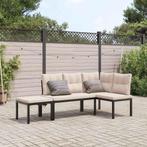 vidaXL 3-delige Loungeset met kussens gepoedercoat staal, Verzenden, Nieuw, Rvs, Loungeset