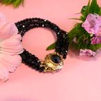 Glaskralen armband met gouden slot; Antiek | 18,5 cm, Sieraden, Tassen en Uiterlijk, Armbanden, Gebruikt, Overige kleuren, Ophalen of Verzenden