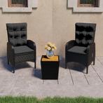 vidaXL 3-delige Bistroset poly rattan en acaciahout zwart, Verzenden, Nieuw, Rotan