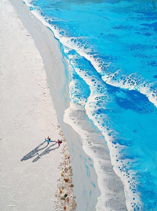 Jasmin Navoyan - MORNING WALK/ BEACH FOR TWO series, Antiek en Kunst, Kunst | Schilderijen | Modern