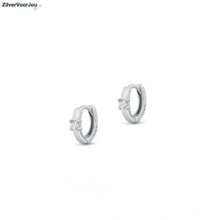 Zilveren mini sparkle huggie hoops, Sieraden, Tassen en Uiterlijk, Oorbellen, Nieuw, Verzenden