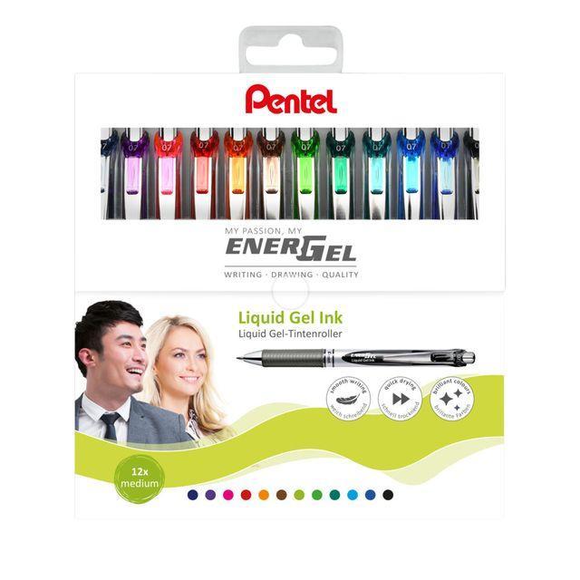 Gelschrijver Pentel BL77 Energel medium assorti 12 stuks, Diversen, Schrijfwaren, Ophalen of Verzenden