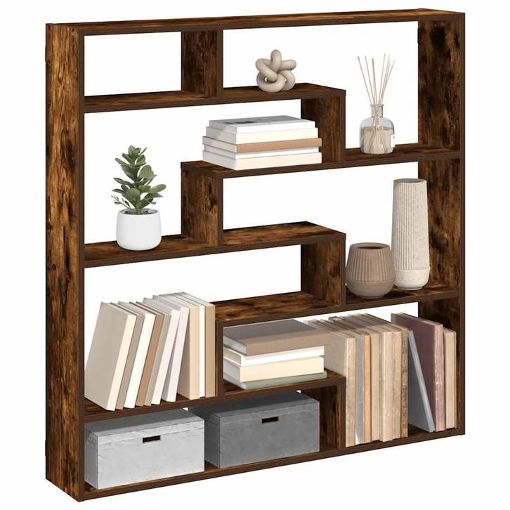 vidaXL Wandschap kubus 7 vakken bewerkt hout gerookt, Huis en Inrichting, Woonaccessoires | Wandplanken en Boekenplanken, Nieuw