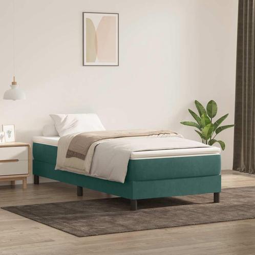 vidaXL Boxspring met matras fluweel donkergroen 80x220 cm, Huis en Inrichting, Slaapkamer | Bedden, Groen, Nieuw, Stof, Verzenden