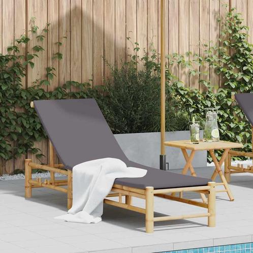 vidaXL Ligstoel met kussens 55x199x30 cm bamboe, Tuin en Terras, Ligbedden, Nieuw, Verzenden