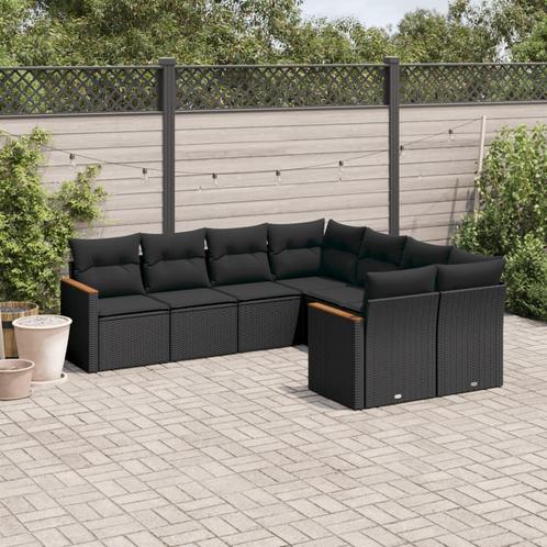 vidaXL 8-delige Loungeset met kussens poly rattan zwart, Tuin en Terras, Tuinsets en Loungesets, Loungeset, Nieuw, Rotan, Verzenden