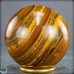 Natuurlijke tijgeroogkogel – Krachtige gouden- en bronzen, Verzamelen, Mineralen en Fossielen