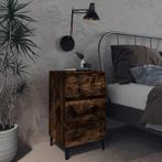 vidaXL Nachtkastje met metalen poten 40x35x69 cm gerookt, Huis en Inrichting, Slaapkamer | Nachtkastjes, Minder dan 45 cm, Verzenden