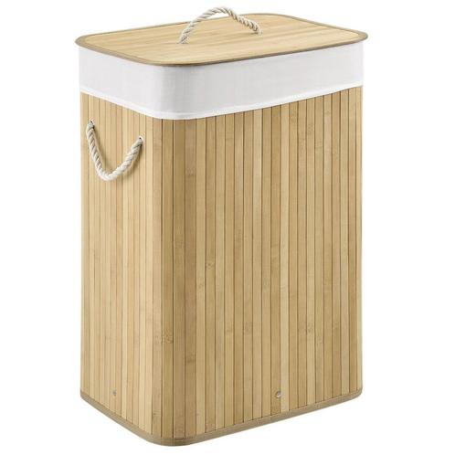 Bamboe Wasmand Curly - 72 L - Natuur - Uitneembare Waszak, Huis en Inrichting, Badkamer | Badtextiel en Accessoires, Nieuw, Verzenden