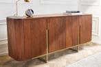 Design Dressoir GATSBY 160cm bruin matgoud Mangoholz Retro -, Huis en Inrichting, Kasten | Dressoirs, Ophalen of Verzenden, Nieuw