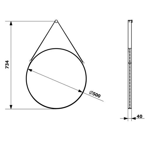 Badkamerspiegel Sapho Orbiter Rond met Leren Band 50 cm, Doe-het-zelf en Verbouw, Sanitair, Ophalen of Verzenden