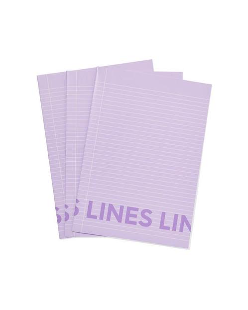 HEMA Schriften lila A4 gelinieerd - 3 stuks, Diversen, Agenda's, Nieuw, Verzenden