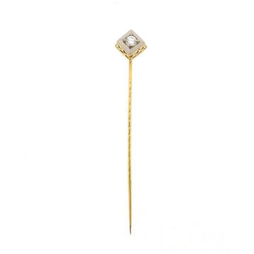 Bicolor reversspeld, dasspeld met diamant | 0,16 ct. beschikbaar voor biedingen